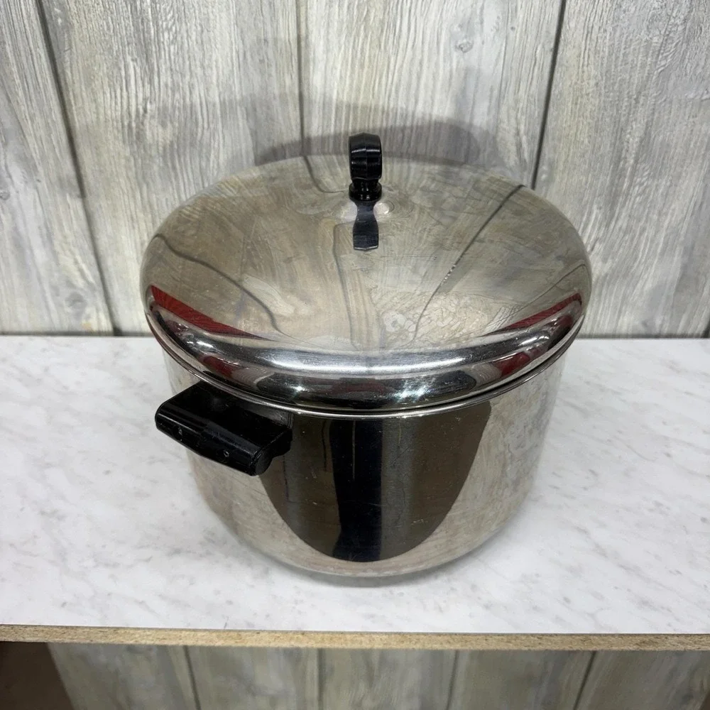 Farberware 8 Qt Stockpot Aluminum Clad Stainless Steel with Lid Steamer Insert